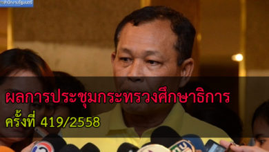 ผลการประชุมกระทรวงศึกษาธิการ ครั้งที่ 419/2558