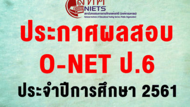 ด่วน..!! ประกาศผลสอบ O-NET ประจำปีการศึกษา 2561