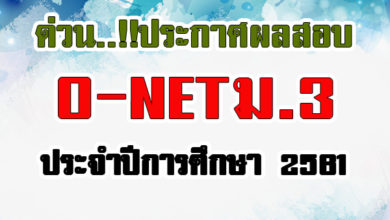 ด่วน..!! ประกาศผลสอบ O-NET ม.3 ประจำปีการศึกษา 2561