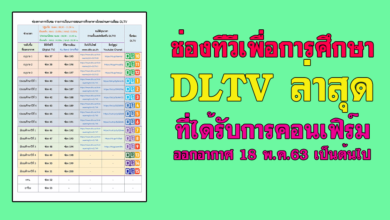 ช่องทีวีเพื่อการศึกษา DLTV ล่าสุด ที่ได้รับการคอนเฟิร์ม ออกอากาศ 18 พ.ค.63 เป็นต้นไป