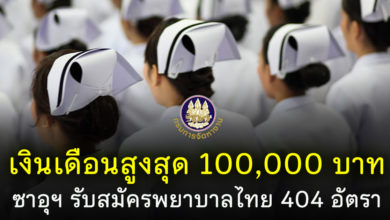 ซาอุดิอาราเบีย รับพยาบาลชาวไทย 404 อัตรา เงินเดือนสูงสุด 100,000 บาทต่อเดือน