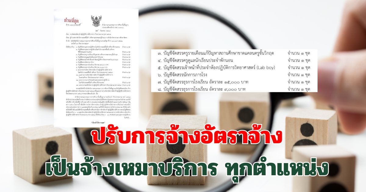 ให้ปรับวิธีการจ้างอัตราจ้าง ทุกตําแหน่ง ที่ได้รับจัดสรรจากเขต เป็นวิธีการจ้างเหมาบริการ