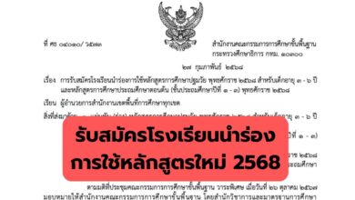 สพฐ. รับสมัครโรงเรียนนำร่องการใช้หลักสูตรการศึกษาปฐมวัยและหลักสูตรประถมศึกษา พุทธศักราช 2568